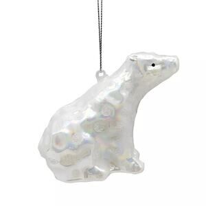 St. Nicholas Square Glass Polar Bear Christmas Ornament NWT